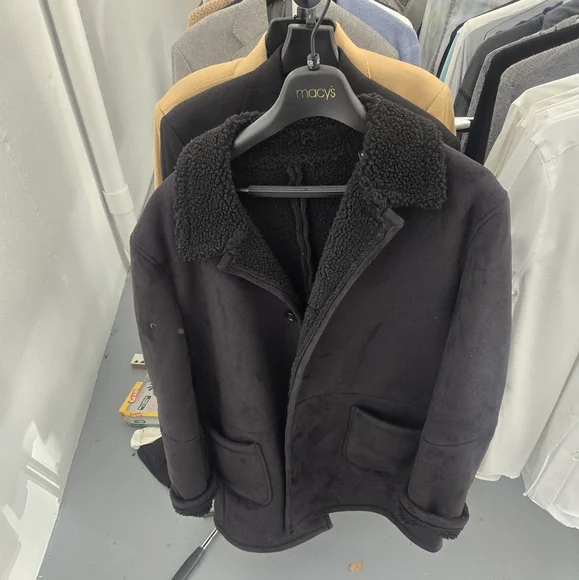 Ralph Lauren Black Sherling Car Coat 42 Reg Worn Once Hp🔥🔥🔥 - Picture 6 of 6